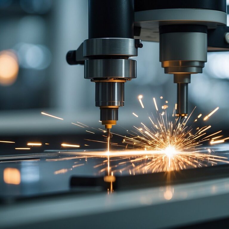 A machine cutting glass